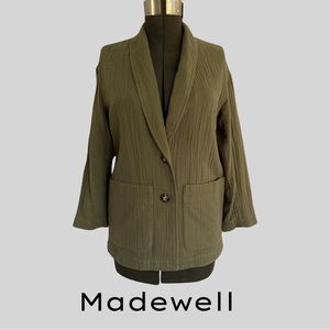 MADEWELL LIGHTSPUN DORSET SLOUCHY BLAZER WITH POCKETS & SHAWL COLLAR - SIZE SM